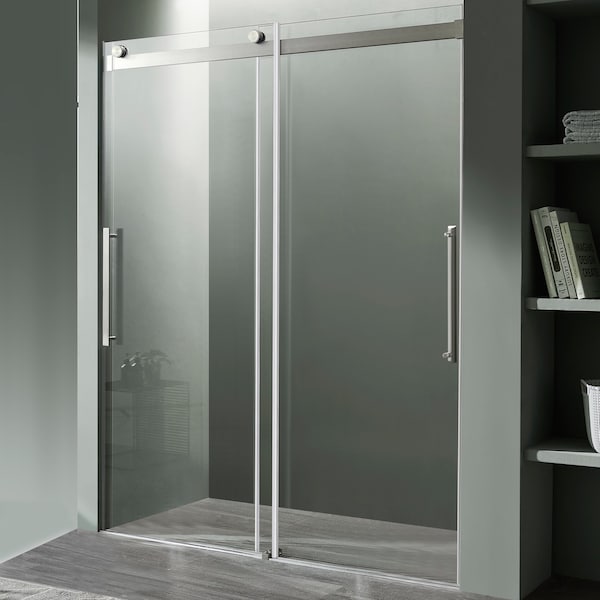 Anzzi Stellar Series 60 in. x 76 in. Frameless Shower Door - Brushed Nickel SD-FRLS05902BN - main